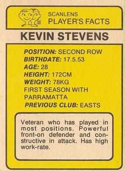 1981 Scanlens #92 Kevin Stevens Back
